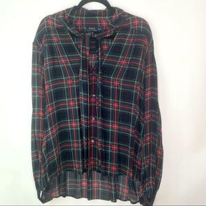 POLO Ralph Lauren Tartan Plaid Silk Button Down Blouse sz. XL #A1